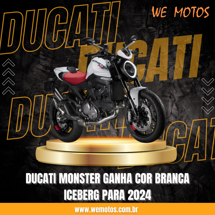 DUCATI MONSTER GANHA COR BRANCA ICEBERG PARA 2024