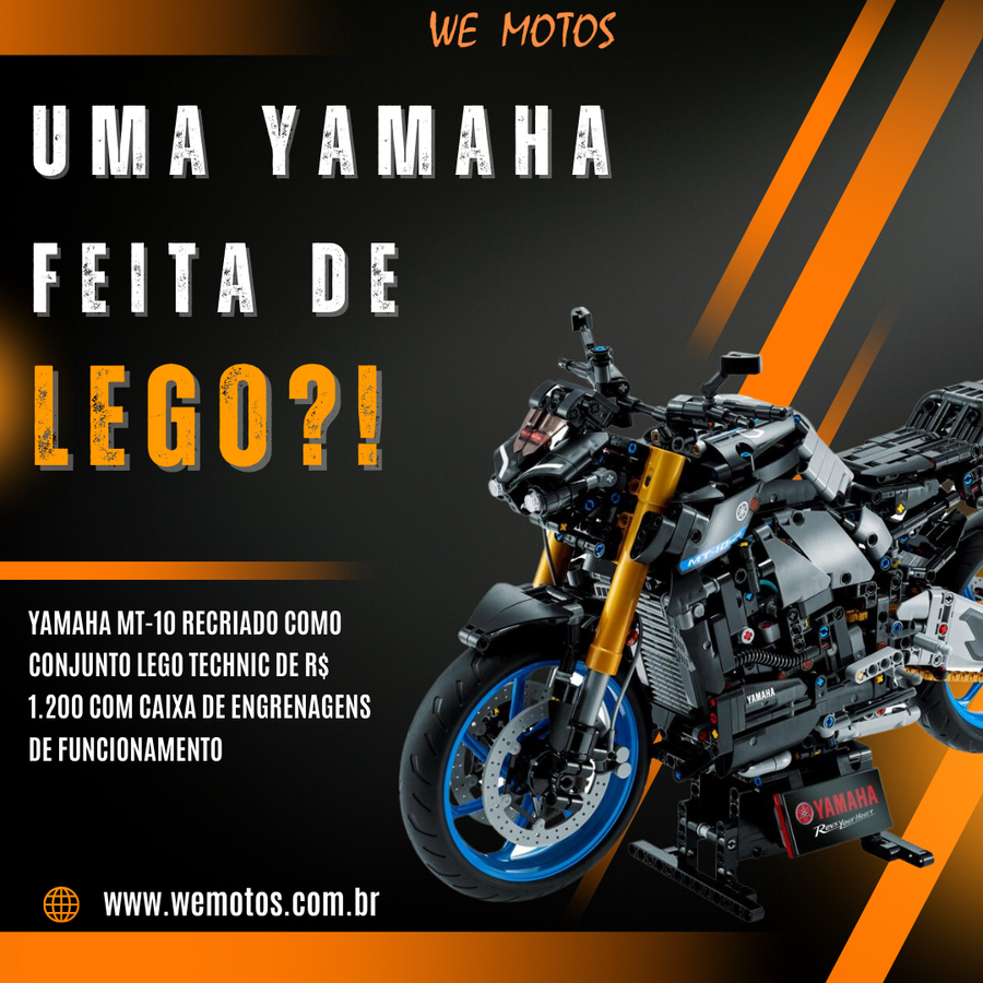 YAMAHA MT-10 RECRIADO COMO CONJUNTO LEGO TECHNIC DE R$ 1.200 COM CAIXA DE ENGRENAGENS DE FUNCIONAMENTO